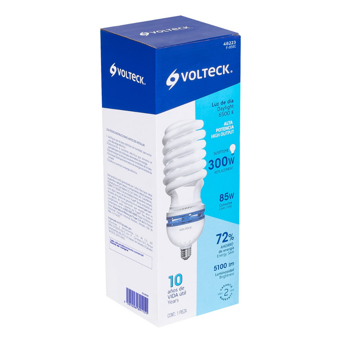 Lampara en Espiral de Alta Potencia Comsume 85W e Ilumina 300W- Luz Fria Volteck