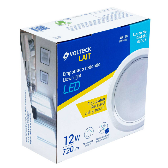 Lampara Led Redonda Empotrable-Tipo Plafon-Luz de Dia-Volteck