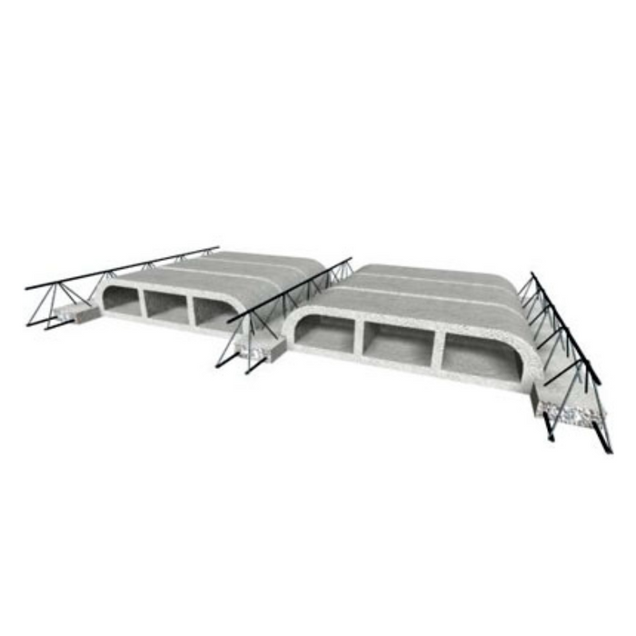 Vigueta Prefabricada Alma Abierta y Bovedilla - Dif. Medidas Vigueta Reforzada con 3 Varillas de 1/2"