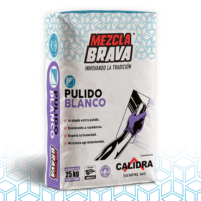 Estuco Pulido Blanco 25 Kg Mezcla Brava Calidra