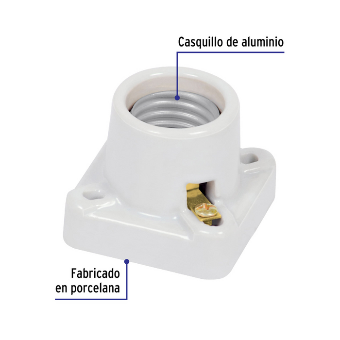 Soquet de Porcelana Base Cuadrada Volteck