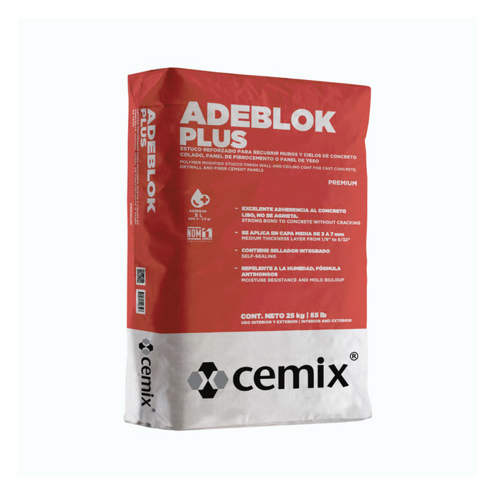 Estuco Plus Adeblock Blanco 25 Kg Cemix