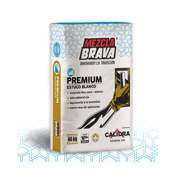 Estuco Premium Blanco 40 Kg Mezcla Brava Calidra