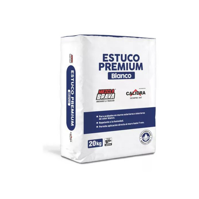 Estuco Premium Blanco 20 Kg Mezcla Brava Calidra