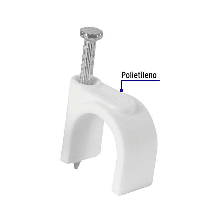 Grapa Curva para Cable Color Blanco Volteck