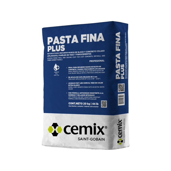 Estuco - Pasta Extra Fina Blanco 20 Kg Cemix