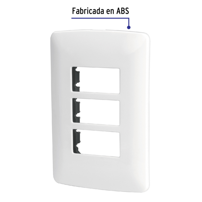 Placa 2 Módulos de ABS, Línea Italiana, Color Blanco Volteck