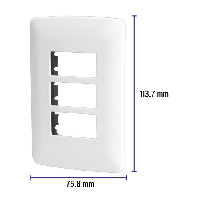 Placa 2 Módulos de ABS, Línea Italiana, Color Blanco Volteck